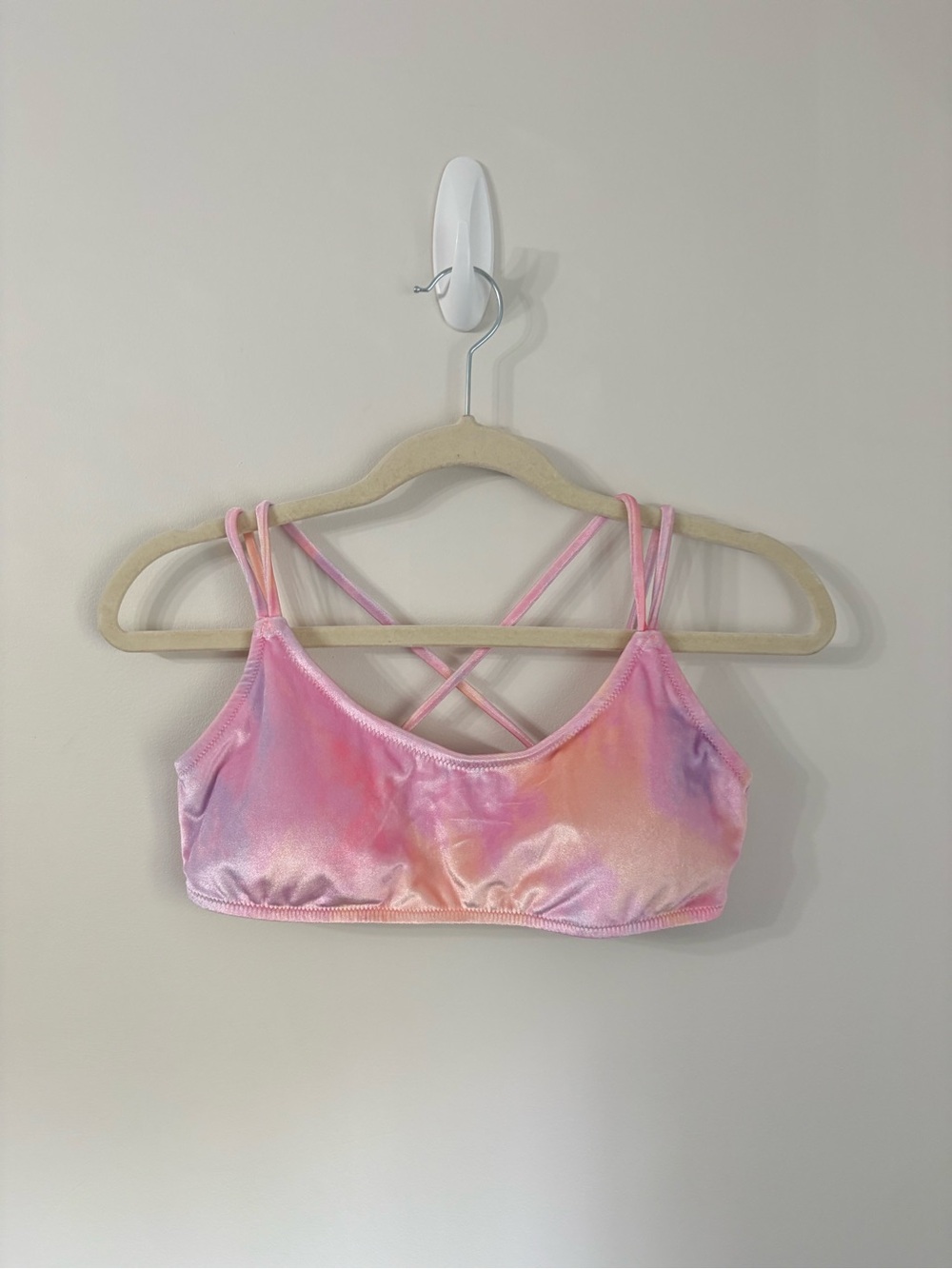 VICTORIA'S SECRET PINK Velvet Tie Dye Bikini Top Y2K Pastel Swim Strappy Sz L